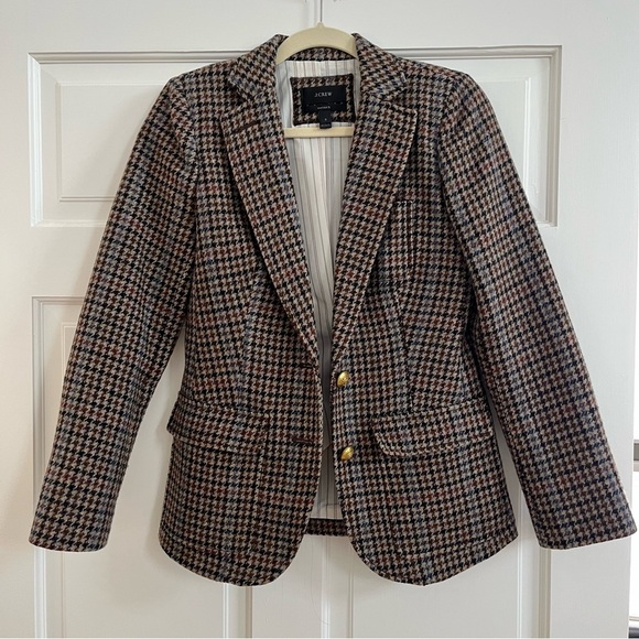 J. Crew Jackets & Blazers - LIKE NEW J Crew Brown Multi Houndstooth Wool-Blend Blazer